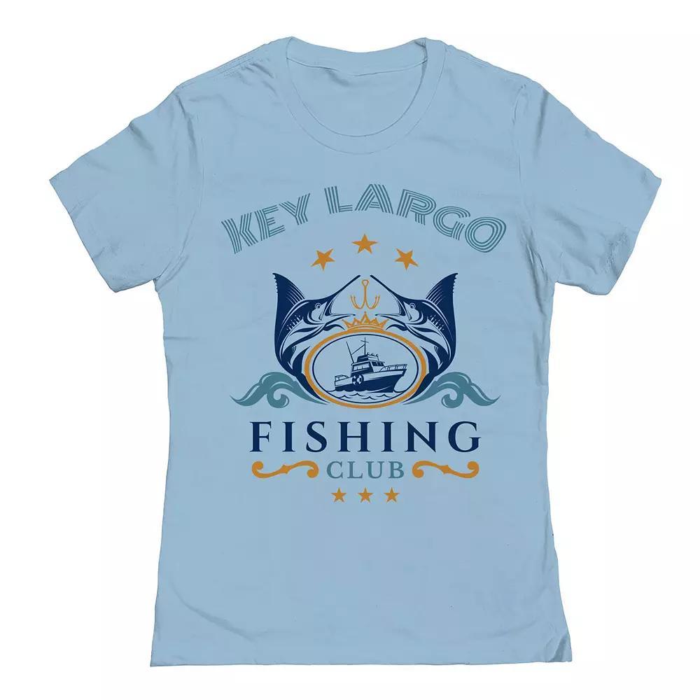 Junior's Key Largo Fishing Club Womens Graphic Tee, Girl's, Size: Medium, Powder Blue Product Image