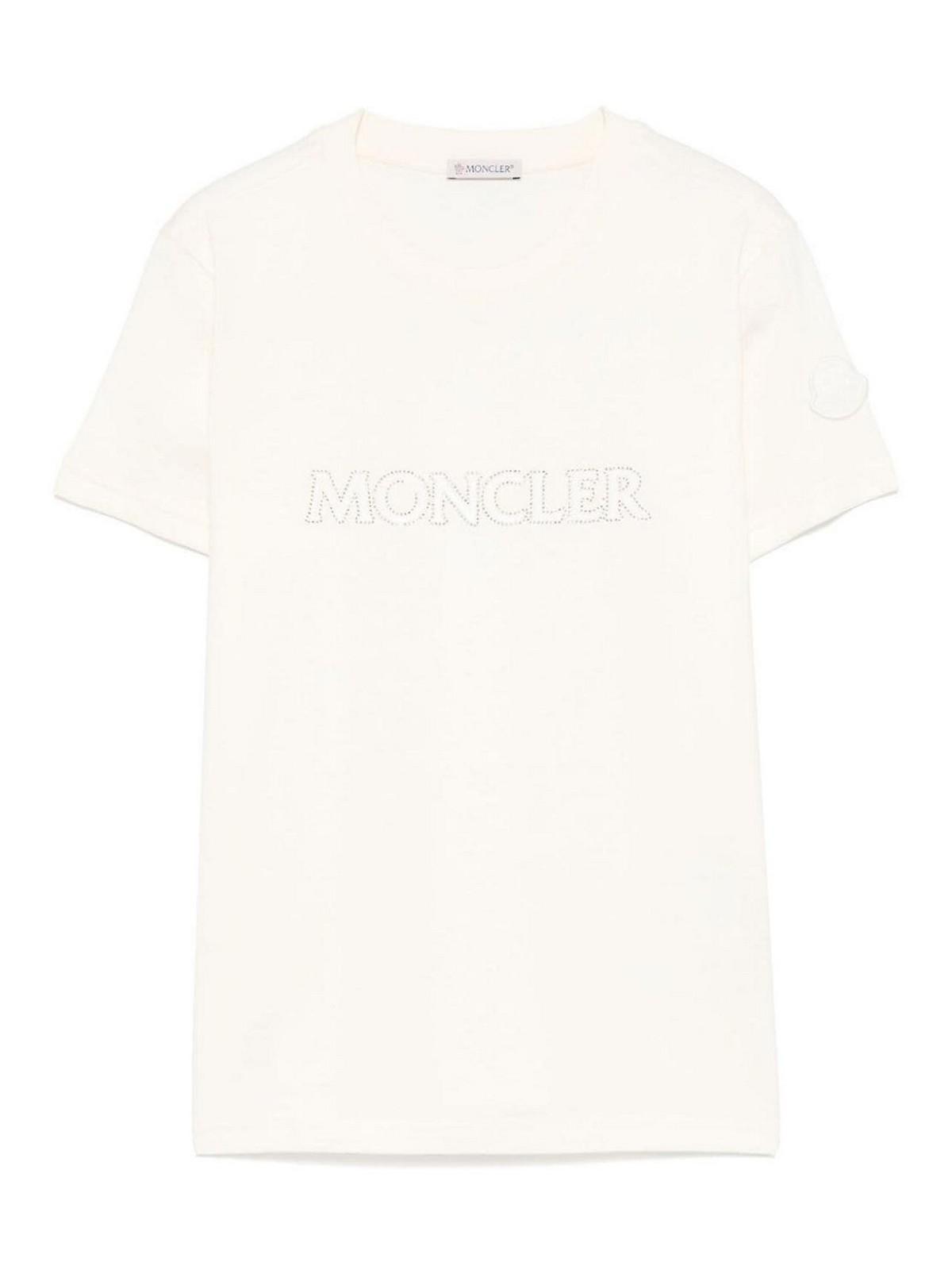 MONCLER Logo Cotton T-shirt In White Product Image