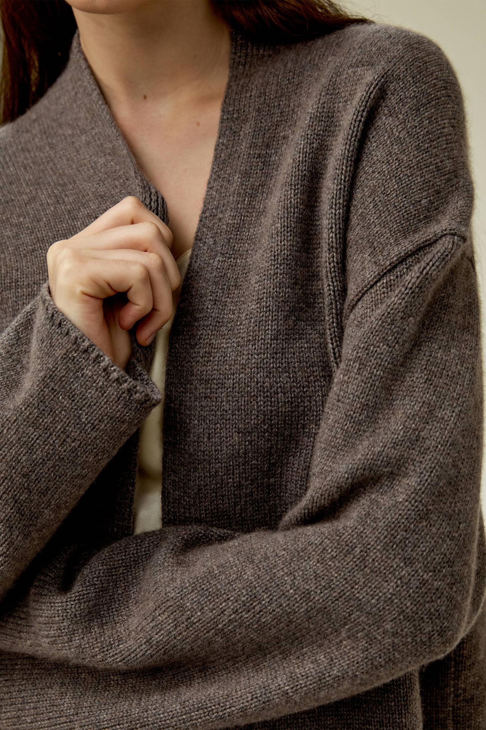 Long Open-Front Knit Cardigan Product Image