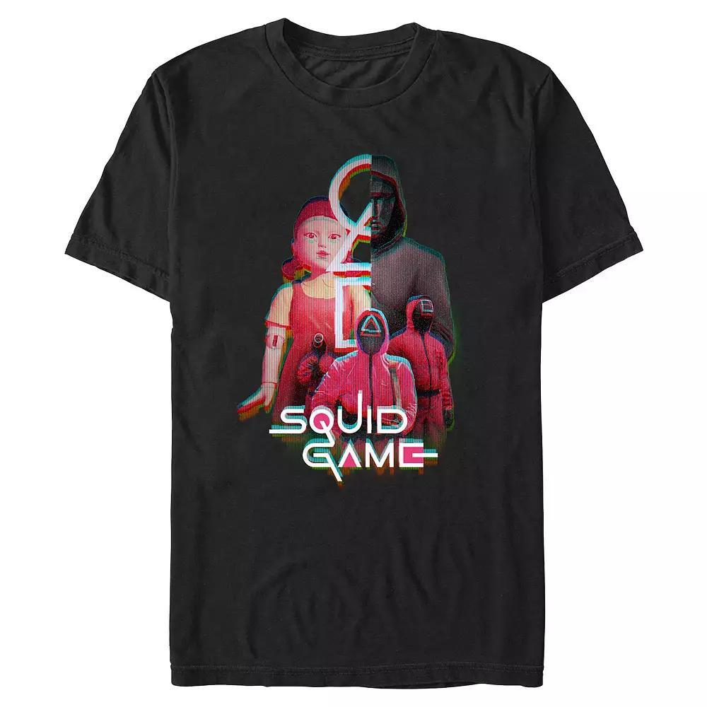 Men's Squid Game Character Glitch Graphic Tee, Size: XL, Black Product Image