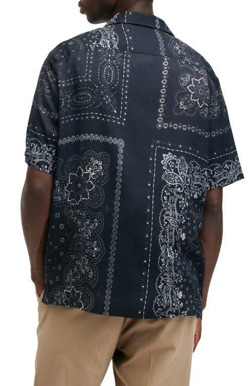 ALLSAINTS Jalisco Bandana Print Camp Shirt In Black Product Image