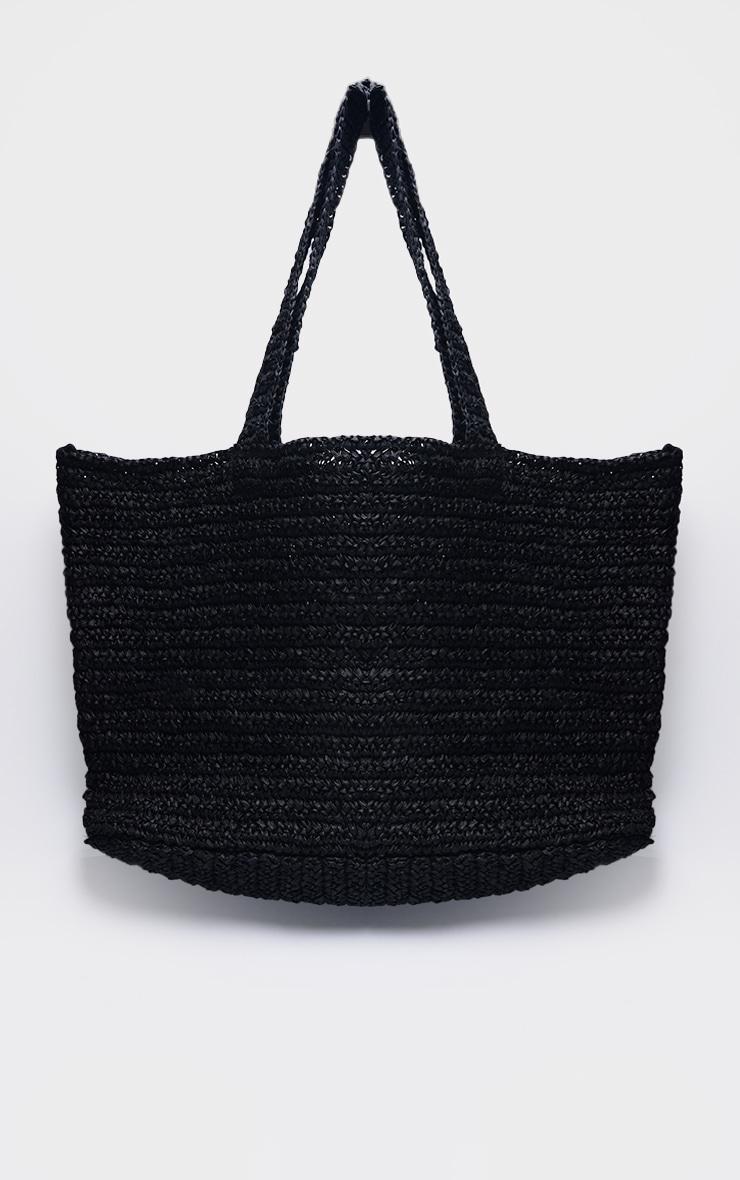 Black Raffia Large Beach Tote Bag Product Image