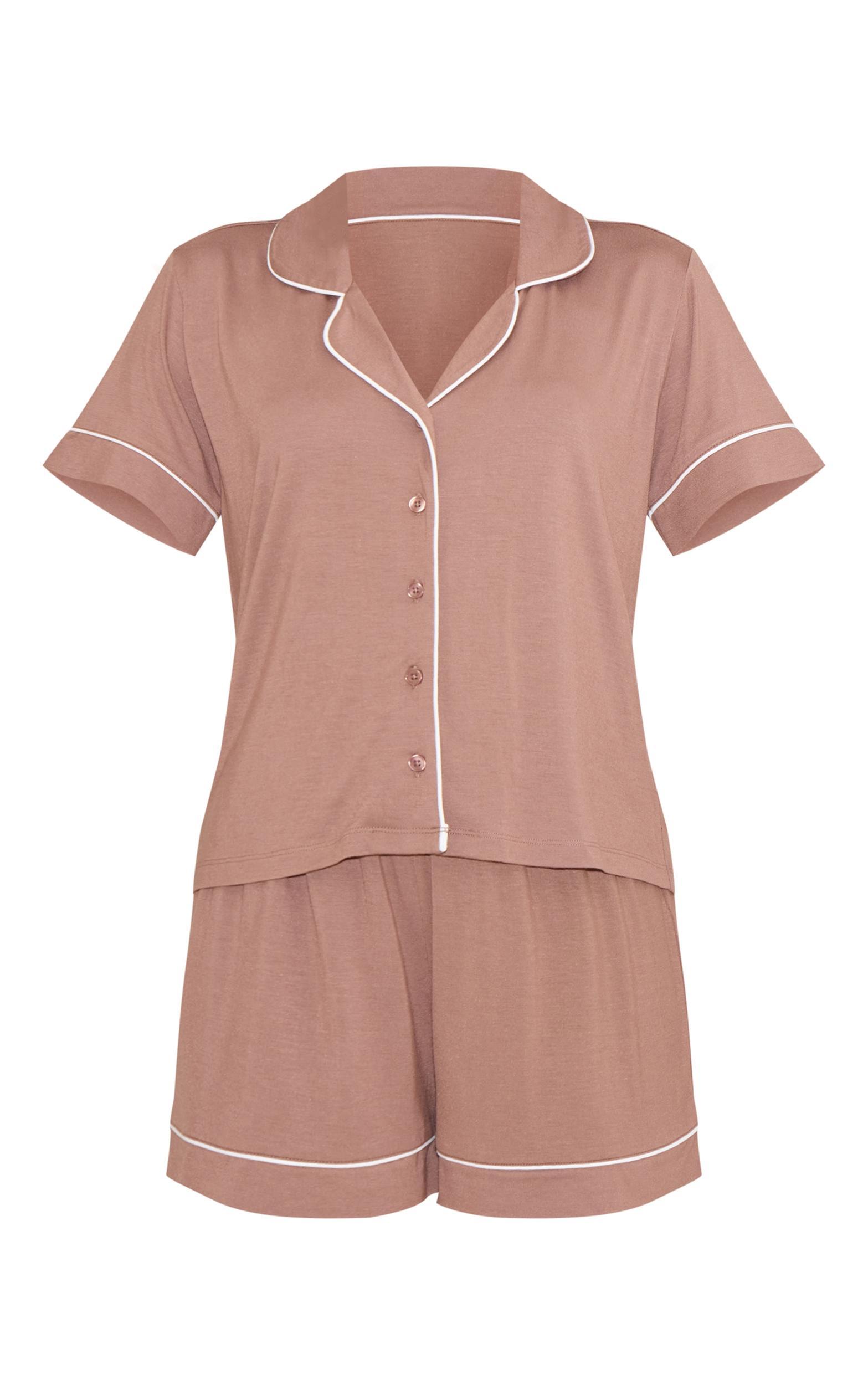 Mocha Modal Piping Short Pj Set Product Image