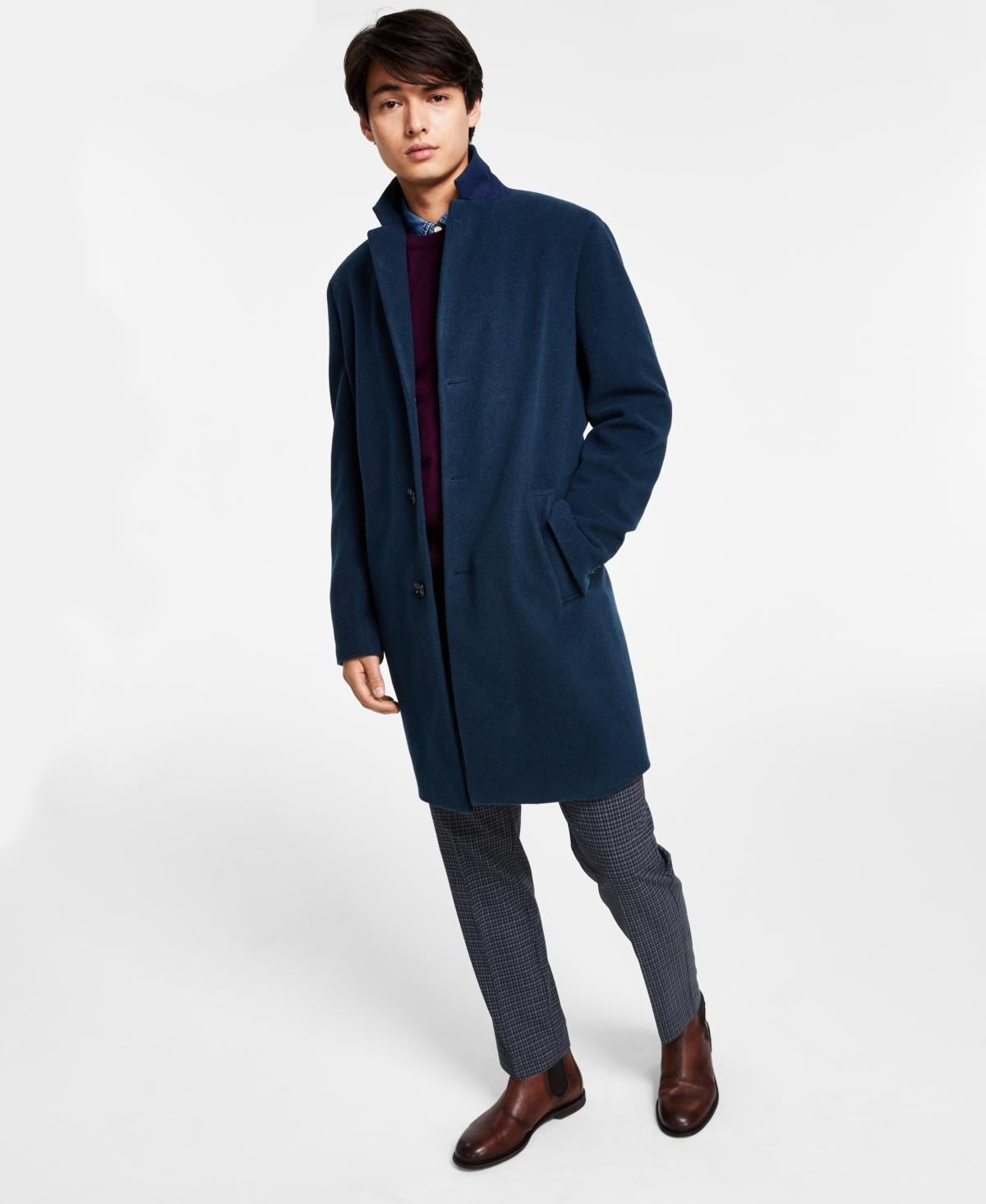 Tommy Hilfiger Mens Addison Wool-Blend Trim Fit Overcoat Product Image