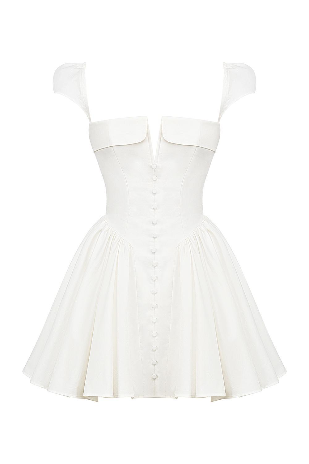 Florence White Cotton Corset Mini Dress Product Image