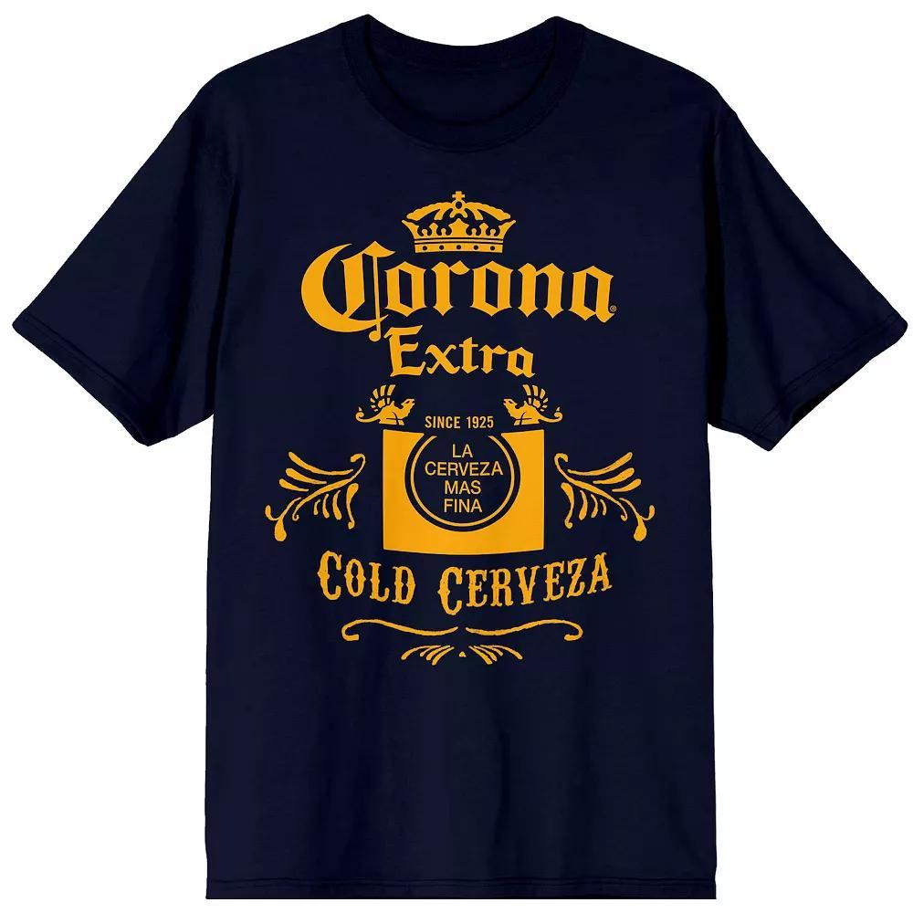 Men's Corona Cold Cerveza Label Tee, Size: XXL, Blue Product Image