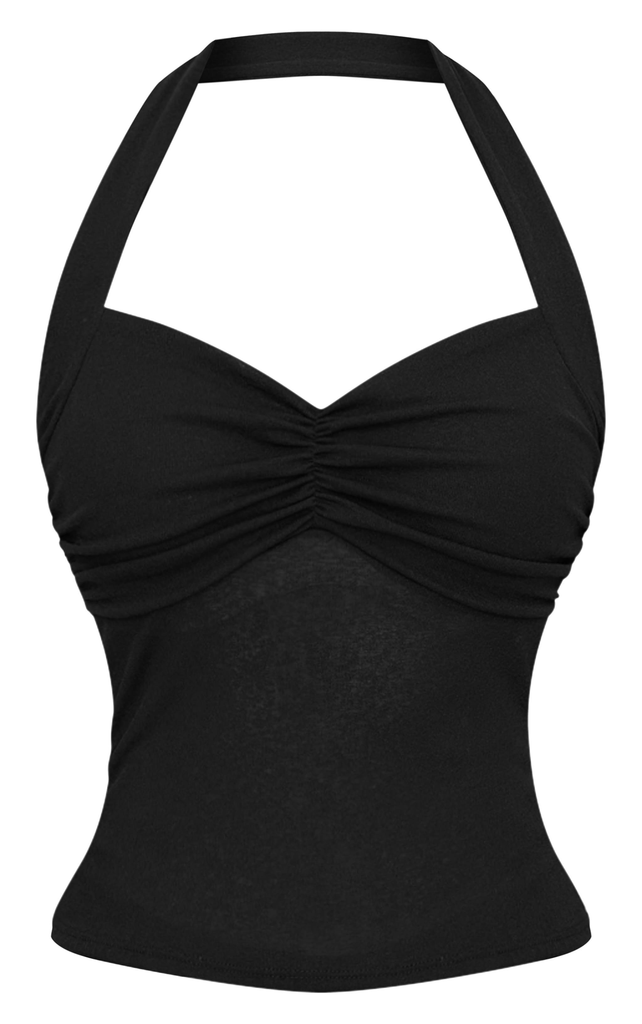 Black Burnout Mesh Halterneck Top Product Image