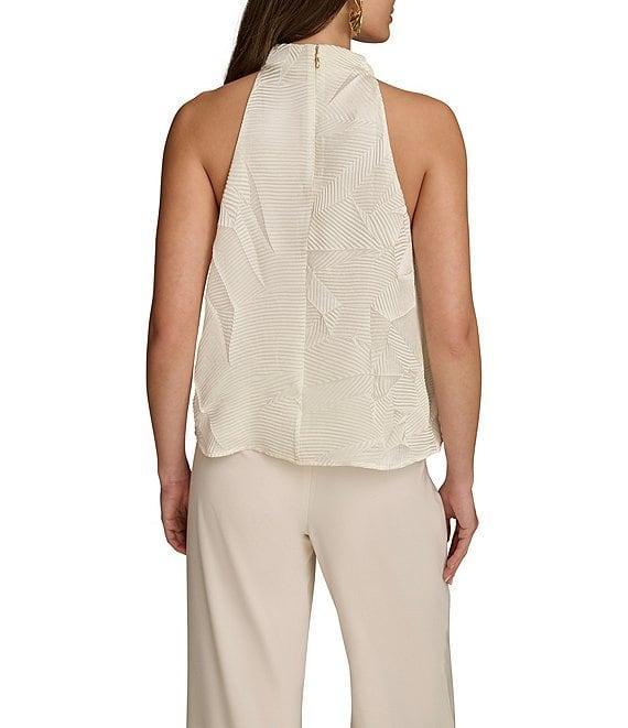 Donna Karan Textured Mock Neck Sleeveless Angled Hem Top Product Image
