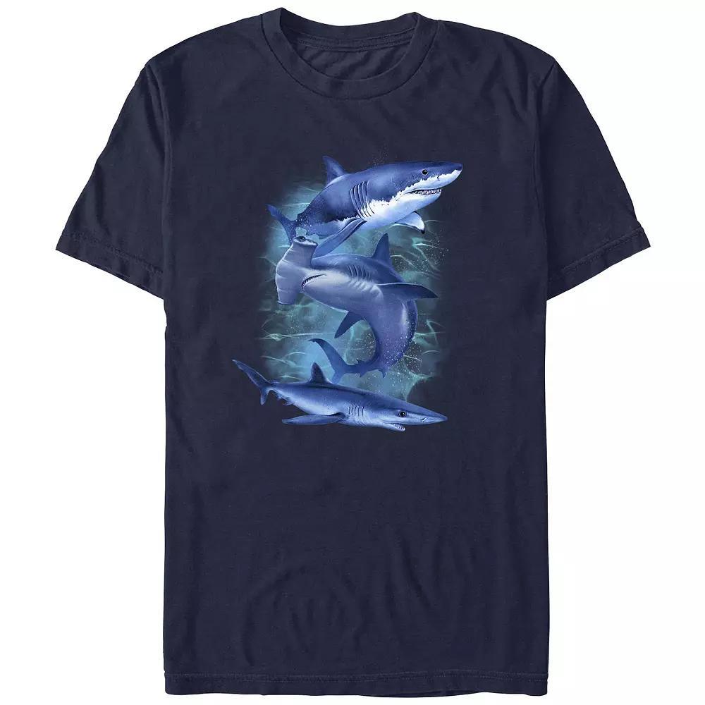 Men's Three Blue Sharks Graphic Tee,  Product Image