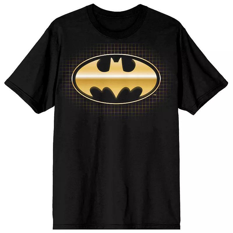 Men's Batman Metallic Gold Logo Tee, Size: Medium, Black Product Image