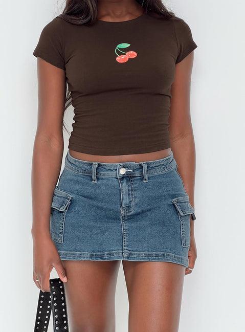 Grishea Low Rise Denim Skirt Product Image