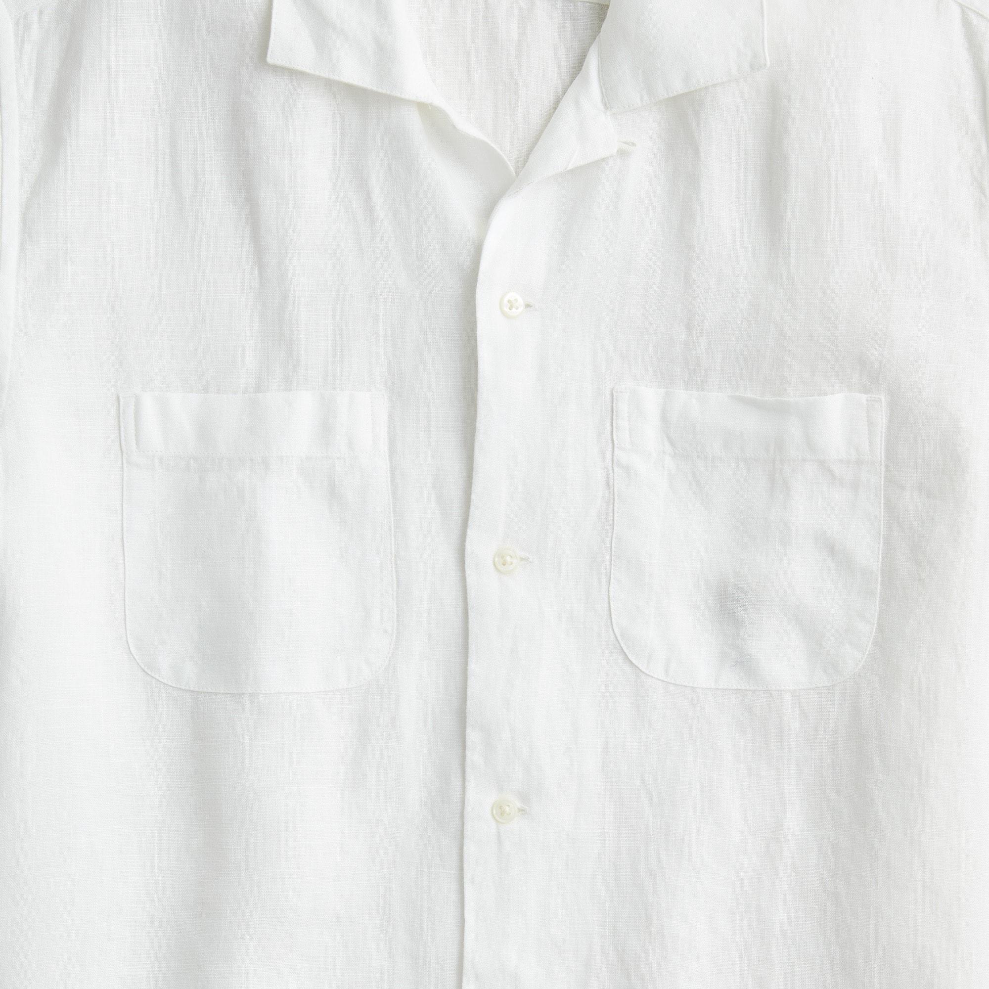 Short-sleeve camp-collar shirt in Irish linen Product Image