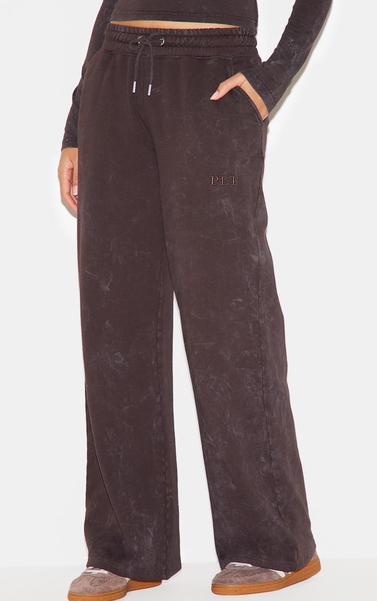 PRETTYLITTLETHING Charcoal Washed Low Rise Oversized Wide Leg Sweatpants Product Image