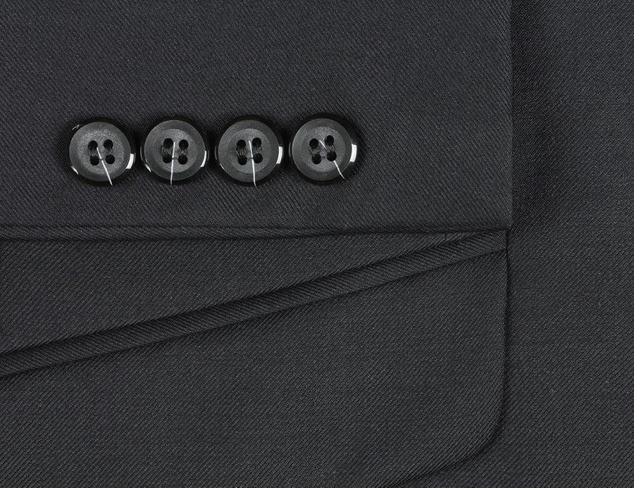 (38R, 38S) 100% Virgin Wool Regular Fit Black Suit Product Image