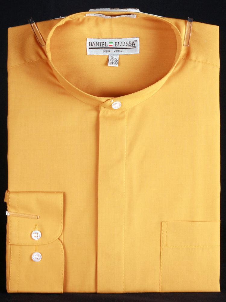 Basic Banded Collar Convertible Cuff Dress Shirt in Honey Gold Product Image