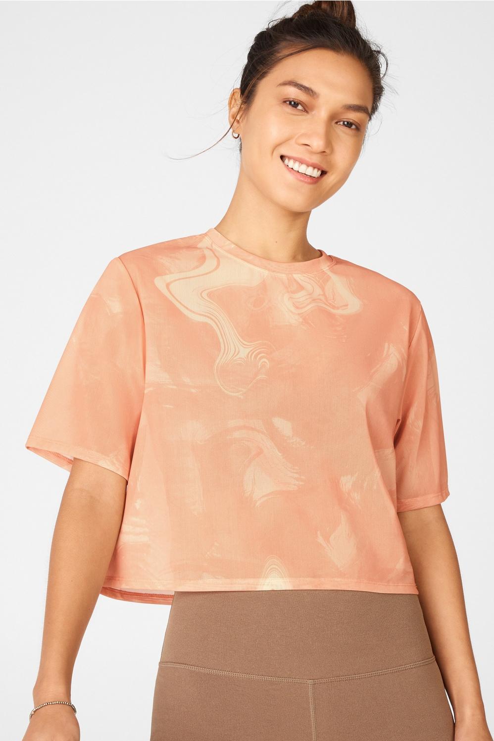 Fabletics Nayeli Mesh Tee Womens Marbling Sunrise plus Size 4X Product Image