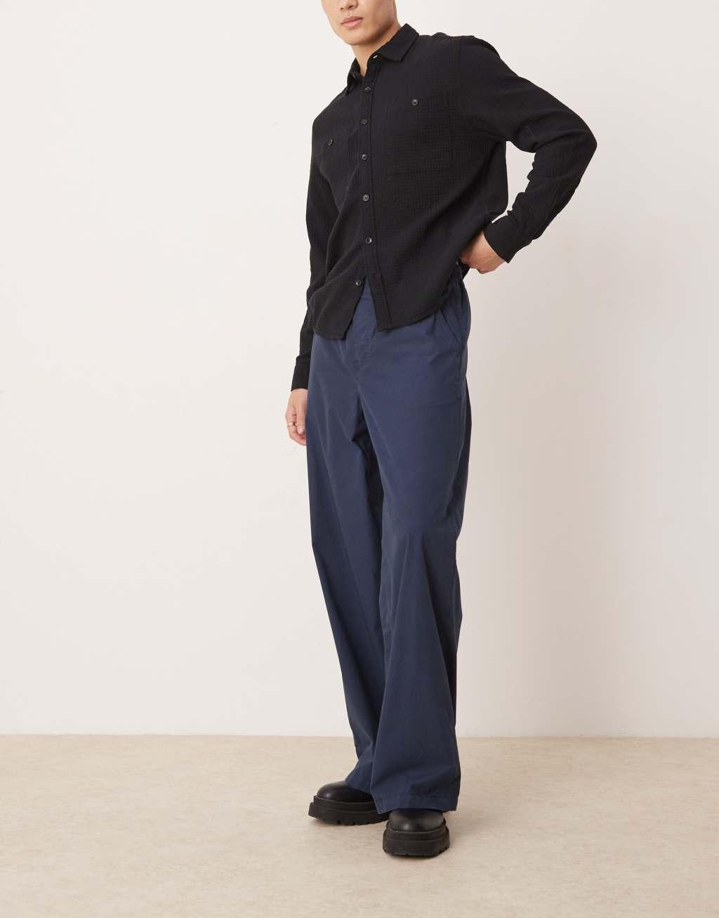 ASOS DESIGN super baggy pants in navy Product Image