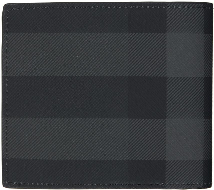 BURBERRY Black & Gray Check Bifold Coin Wallet In Charcoal Product Image