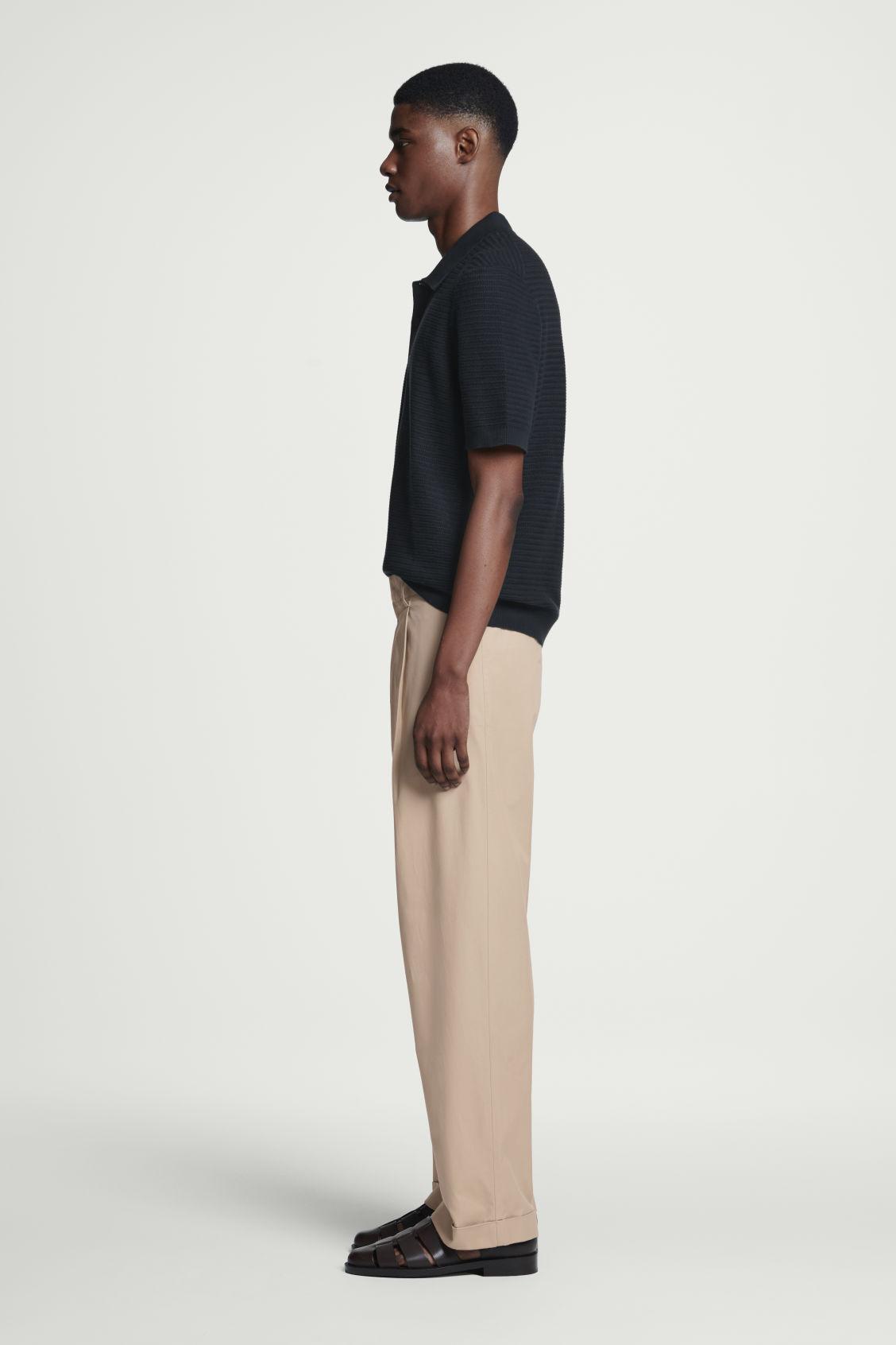 TEXTURED KNITTED COTTON POLO SHIRT Product Image