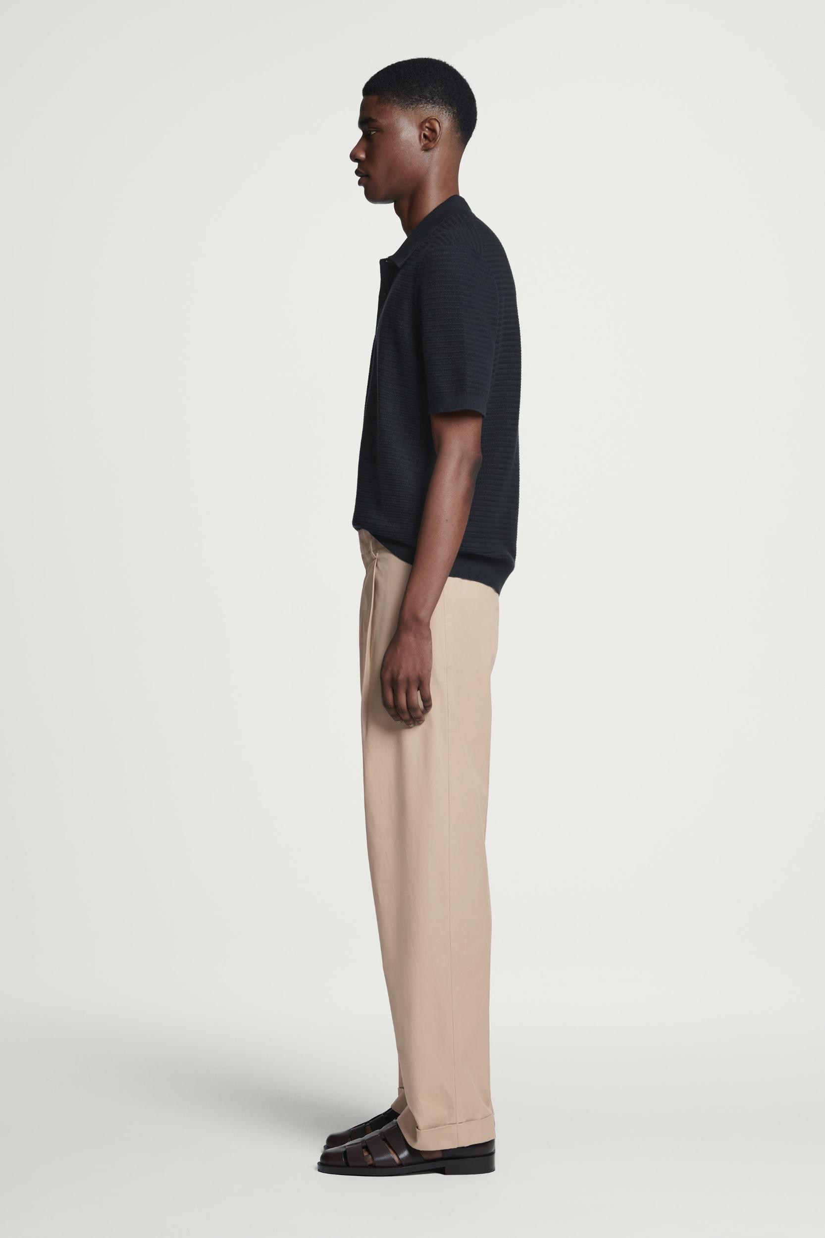 TEXTURED KNITTED COTTON POLO SHIRT Product Image