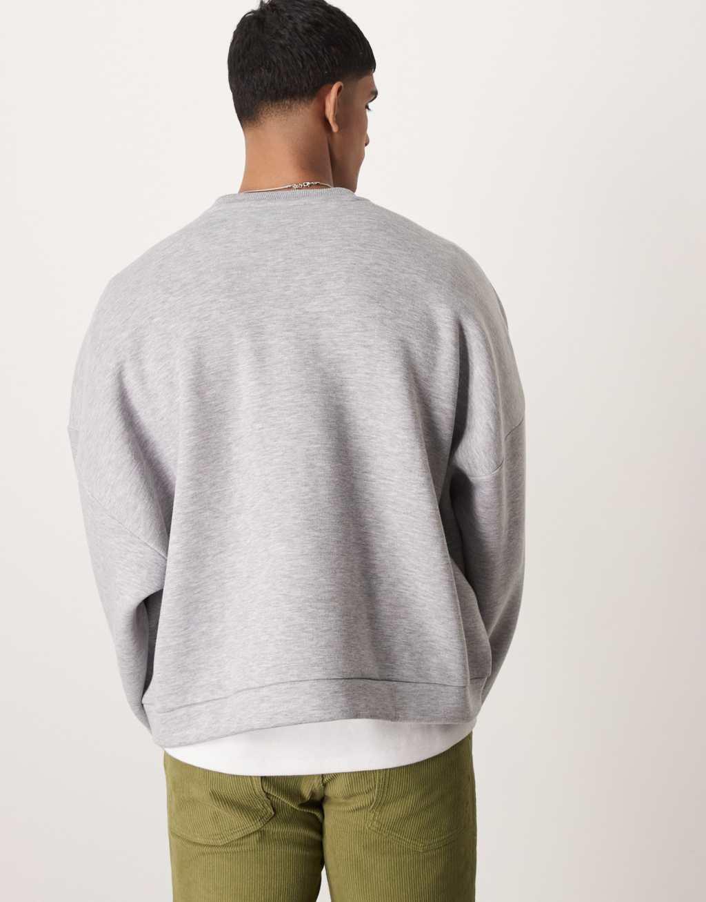 ASOS DESIGN extreme oversized boxy sweatshirt with floral embroidery in gray heather Product Image