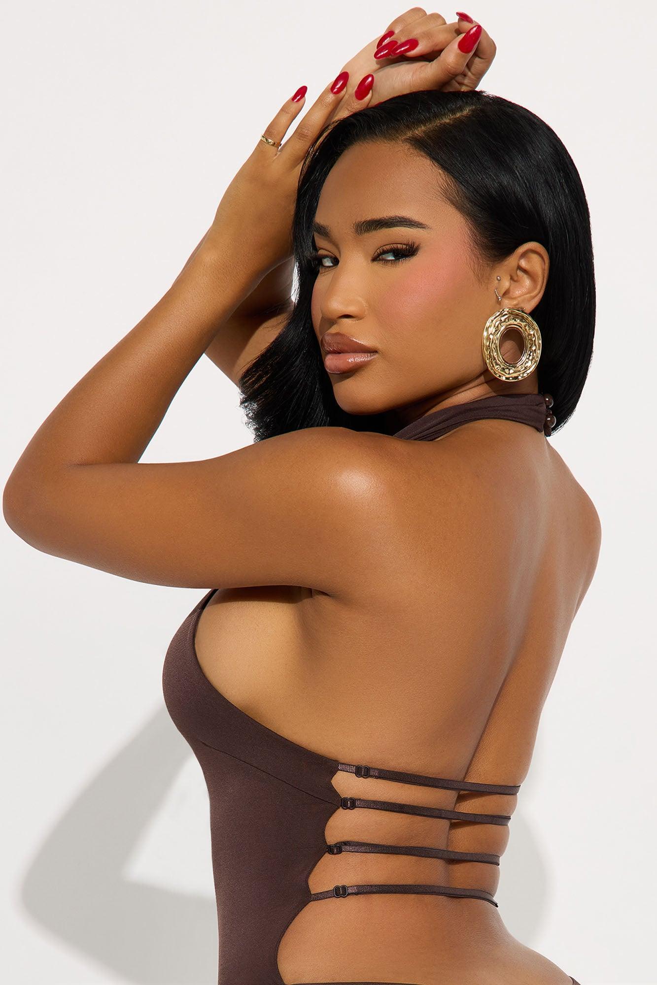 Jacqueline Mesh Backless Capri Jumpsuit - Brown Female Product Image