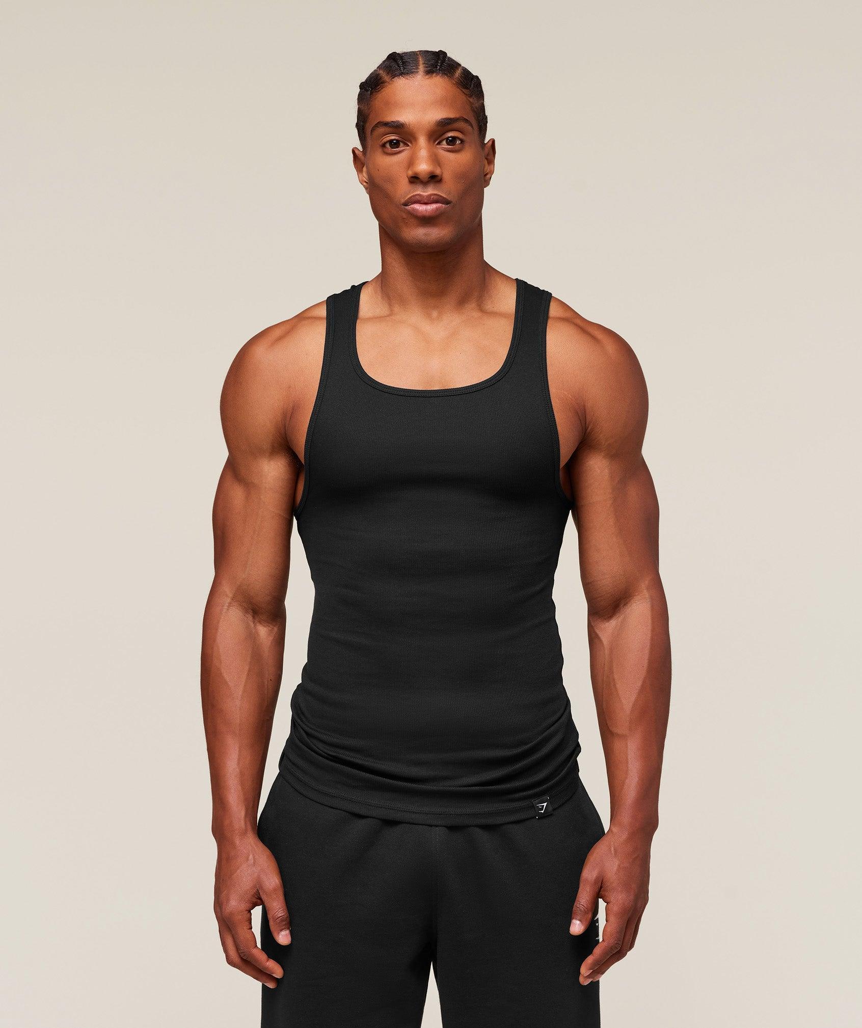Gymshark Ribbed Tank 3 Pack - Black Male Product Image