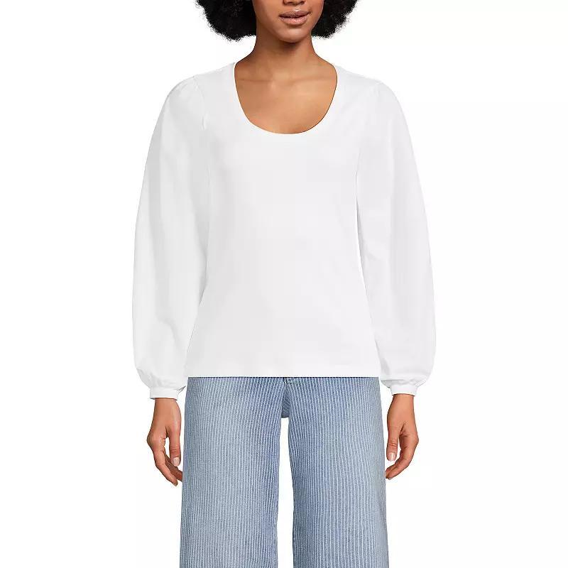 Women's Lands' End Supima Interlock Scoopneck Blouson Sleeve Top,  Product Image