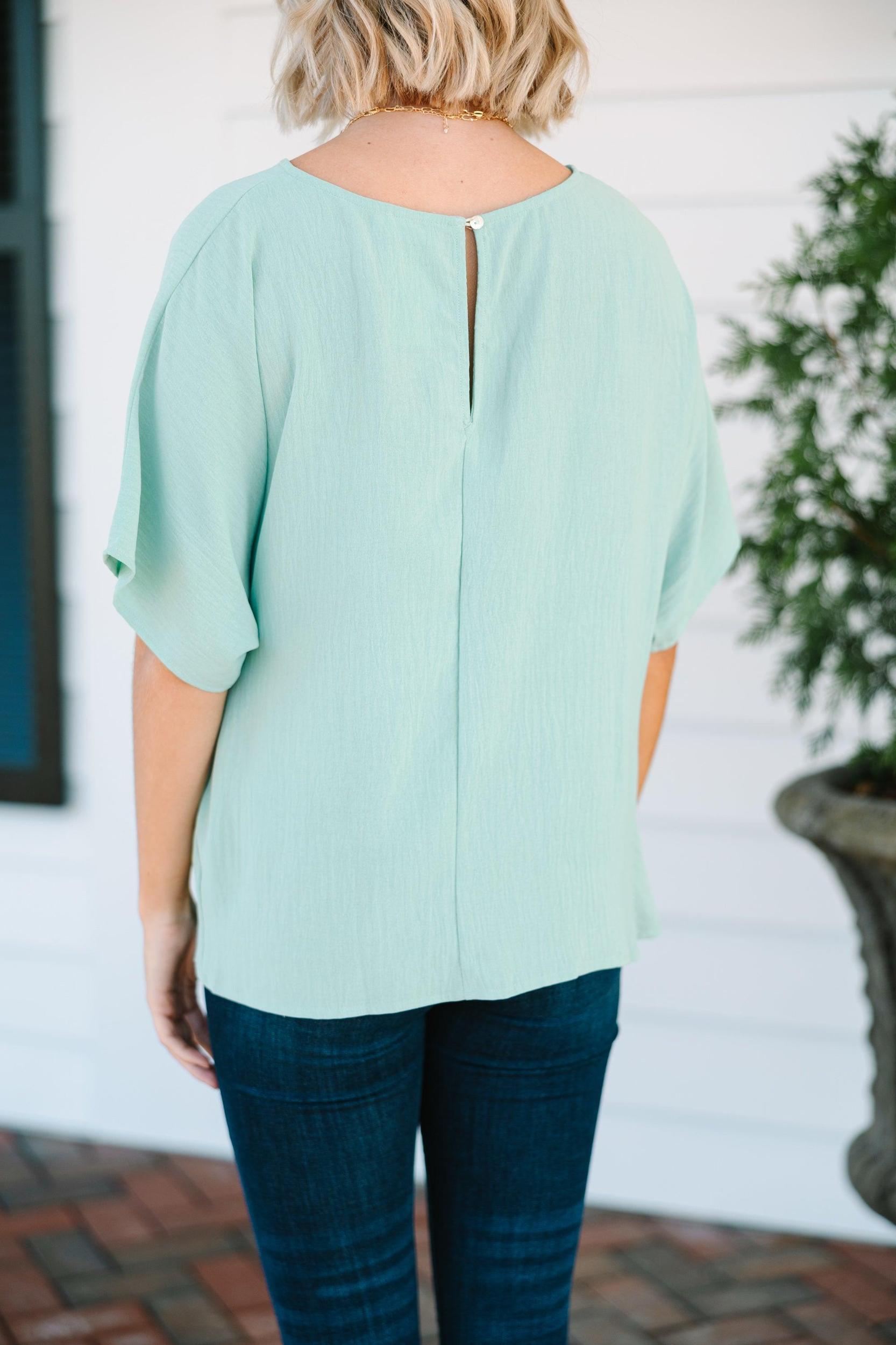 Happy Thoughts Sage Green Tied Blouse Female Product Image