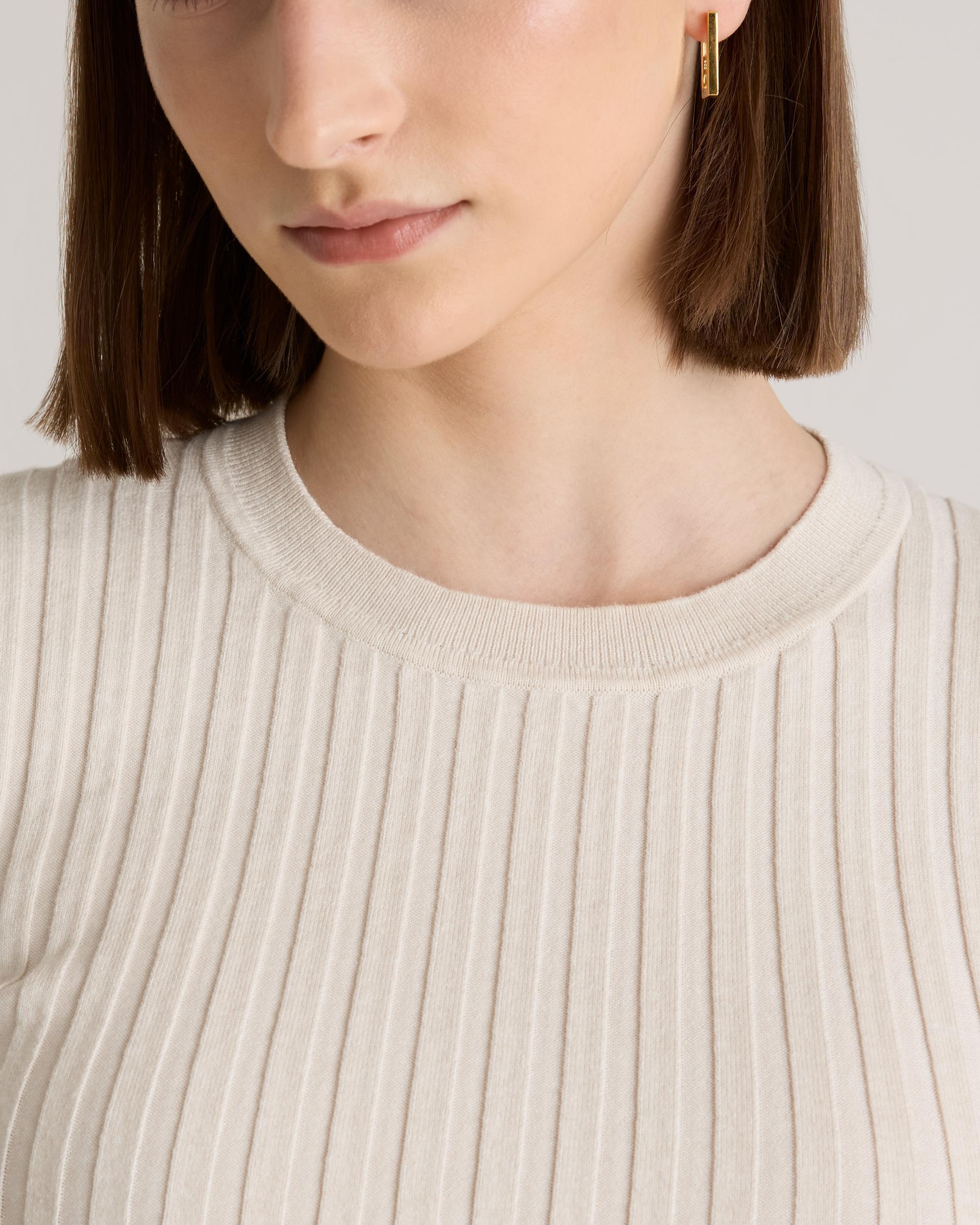 Quince | Women's Cotton Cashmere Ribbed Long Sleeve Sweater Size XL Product Image