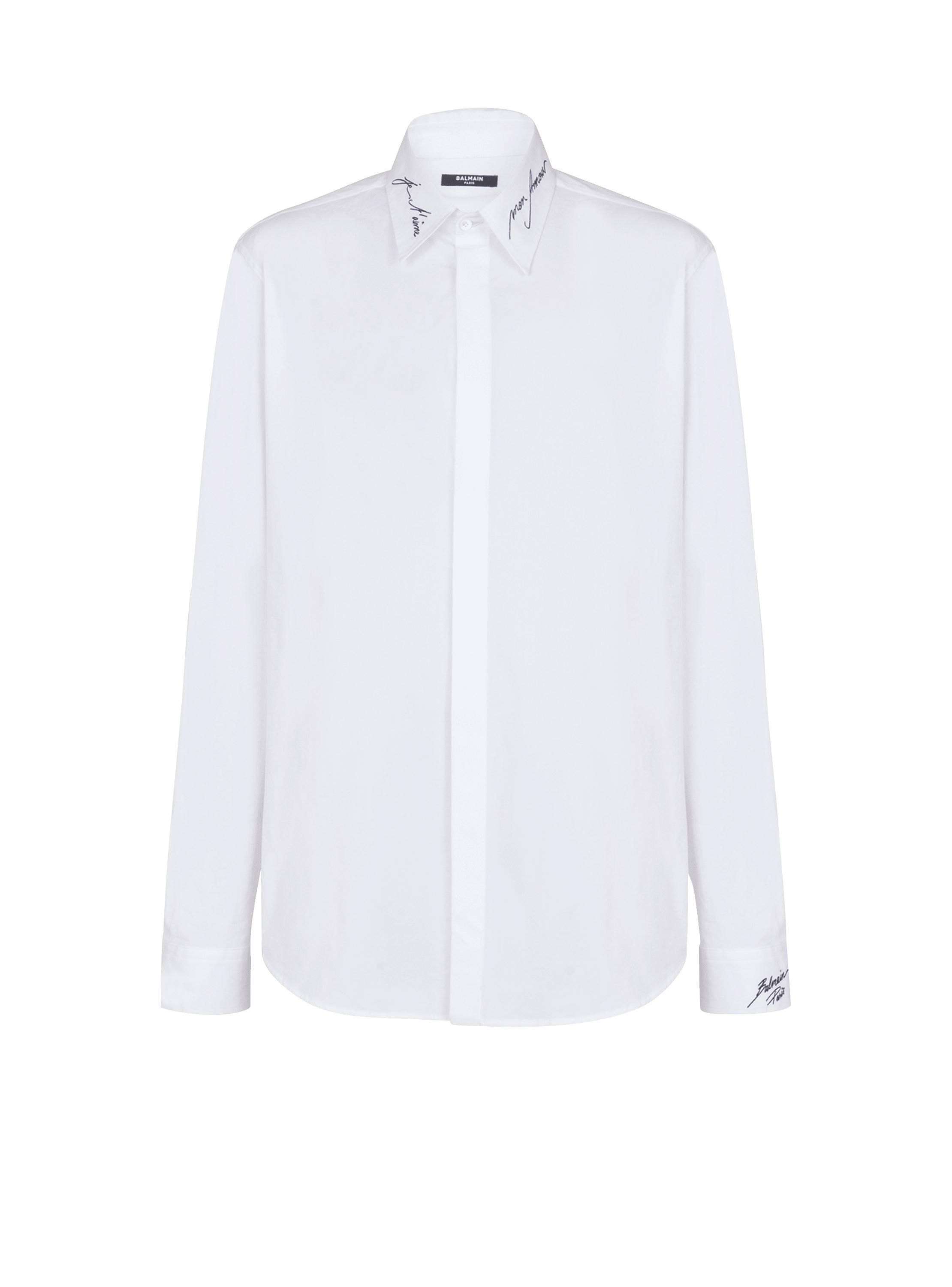 Poplin shirt with embroidered collar Product Image