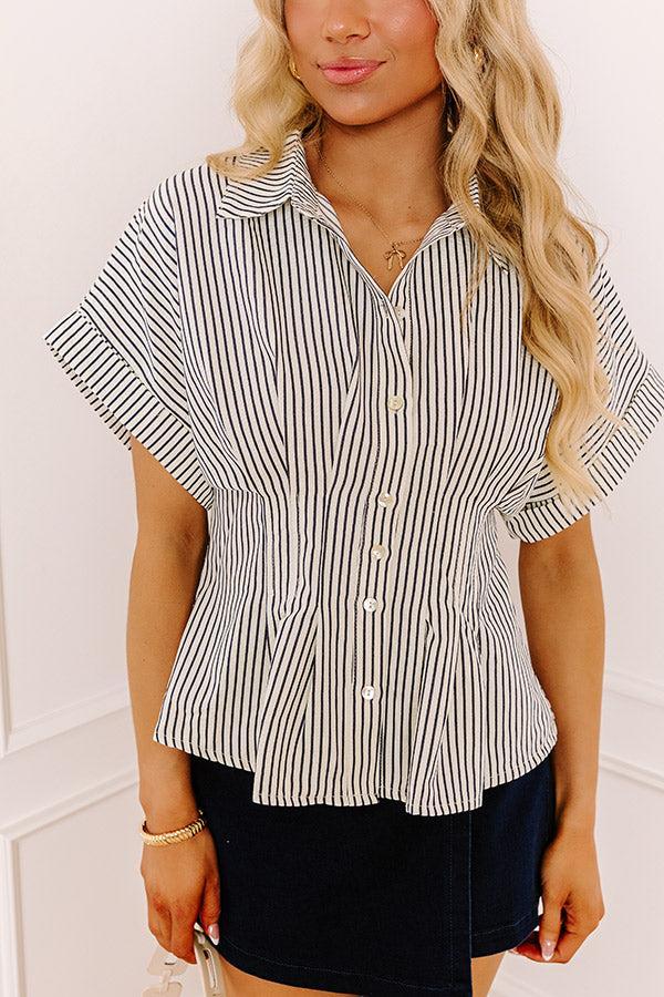 Kind Smile Seersucker Top in Navy Product Image