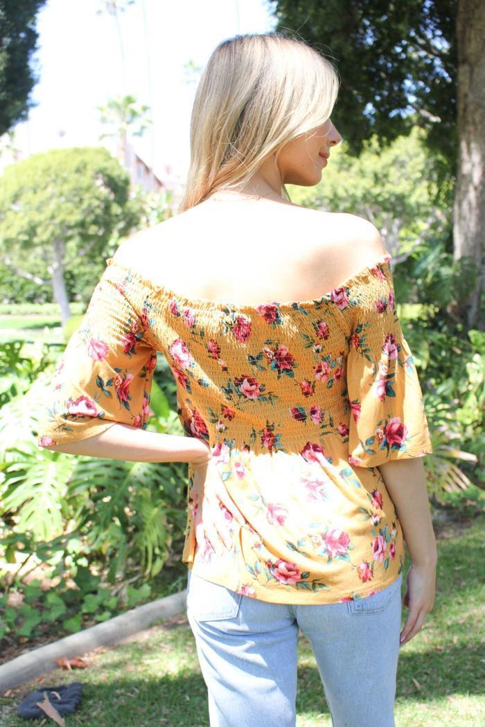 Off Shoulder ShirRed Floral Top Product Image