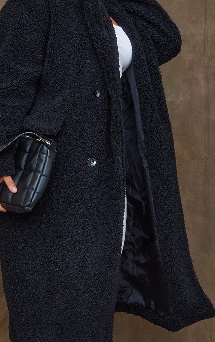 Plus Black Longline Borg Coat Product Image