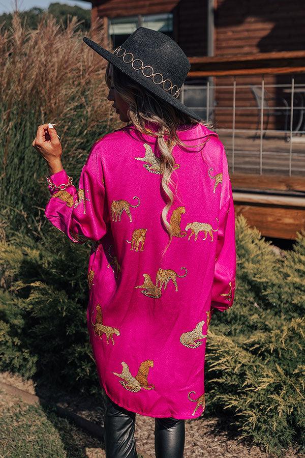 On The PR List Button Up In Fuchsia Product Image