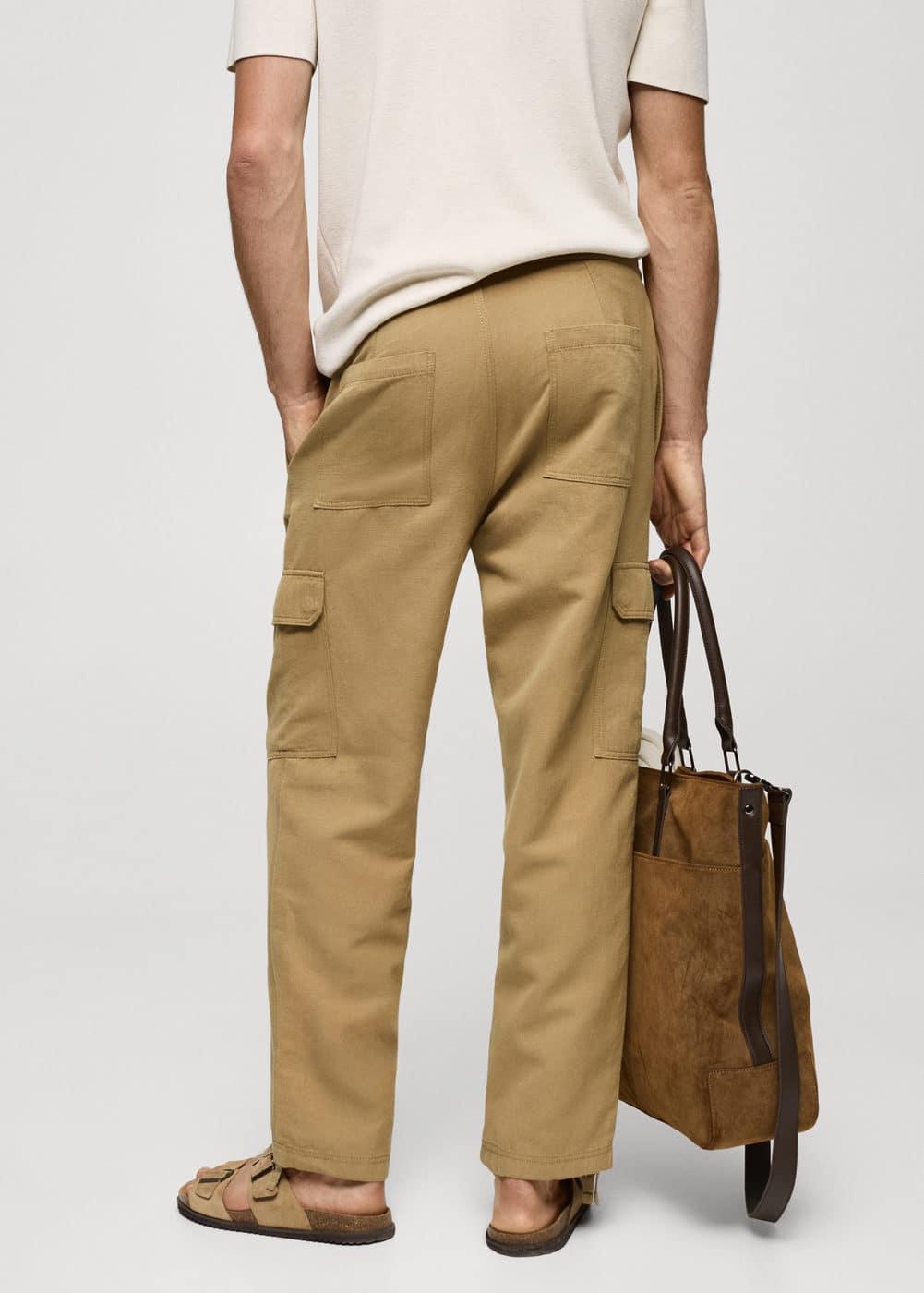 Mango Mens Cotton-Linen Cargo Pants Product Image