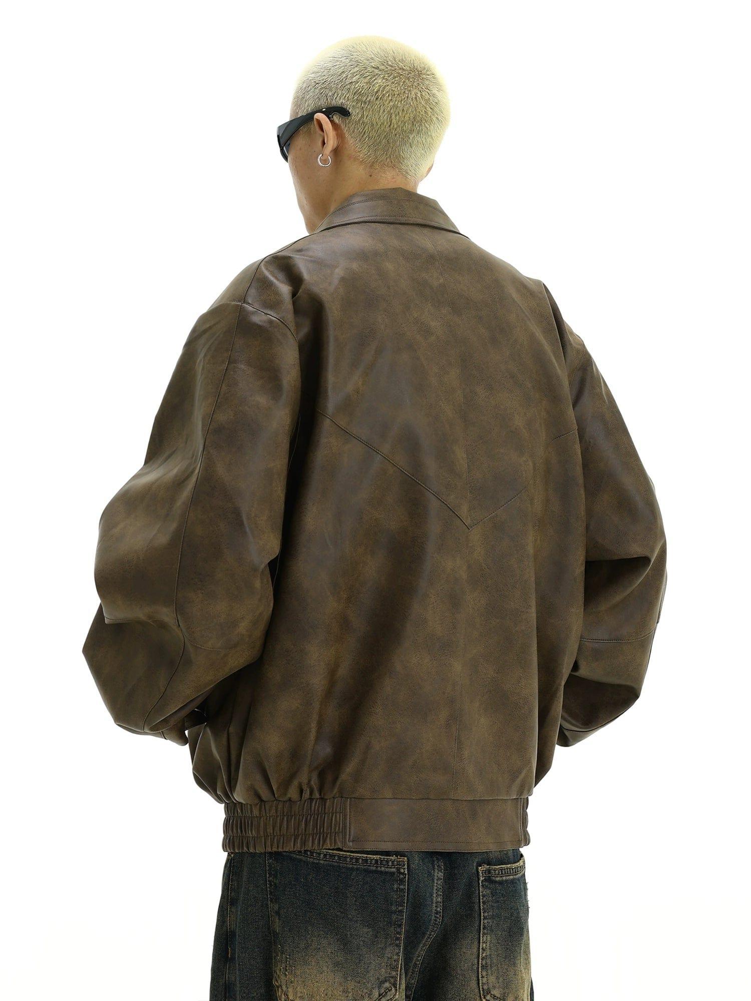 RT No. 10355 BROWN LEATHER ZIP-UP JK Product Image