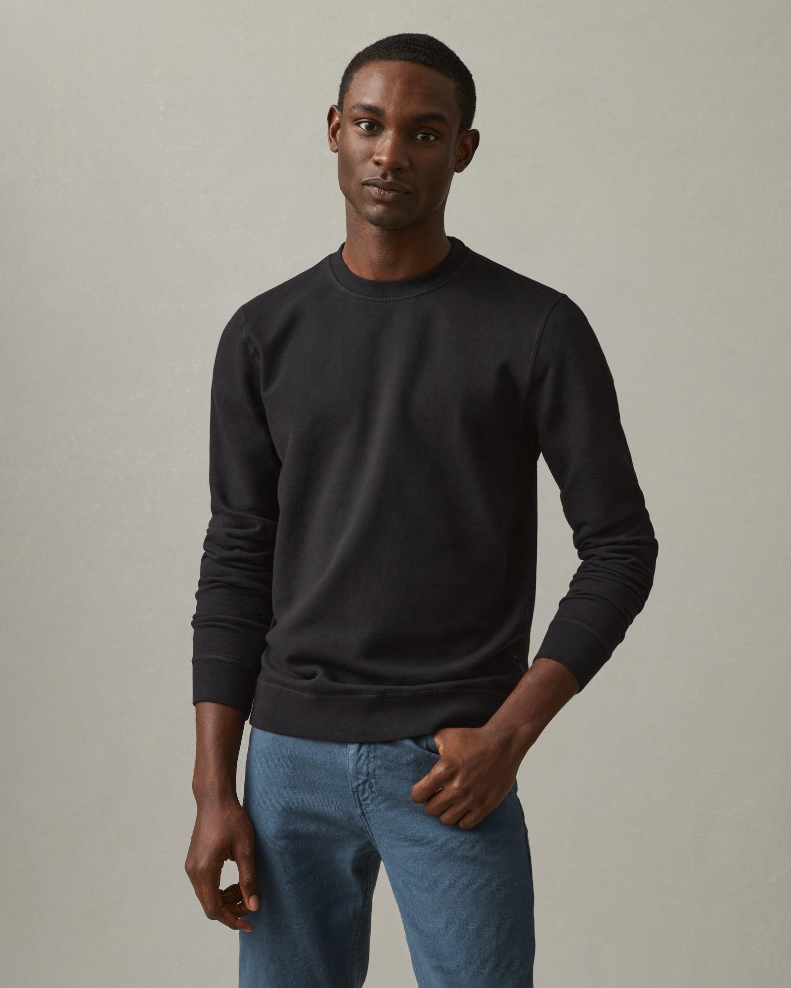 French Terry Crew Sweatshirt - Black Male Product Image