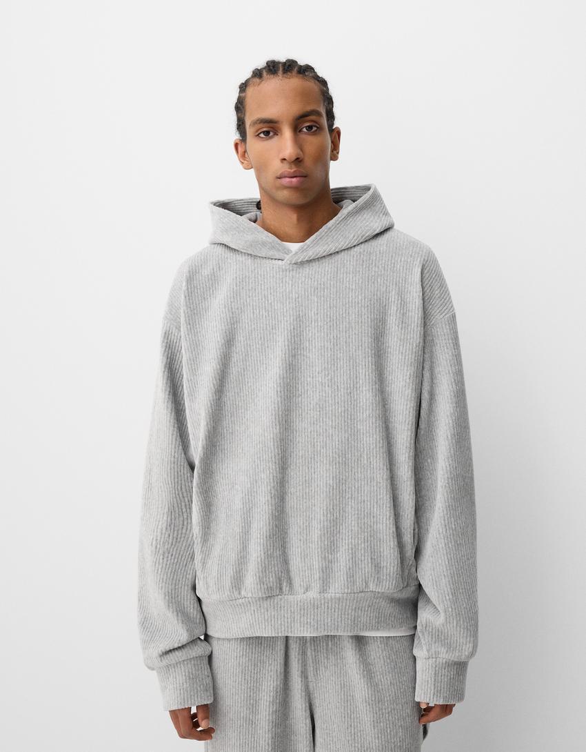 Boxy fit corduroy hoodie Product Image