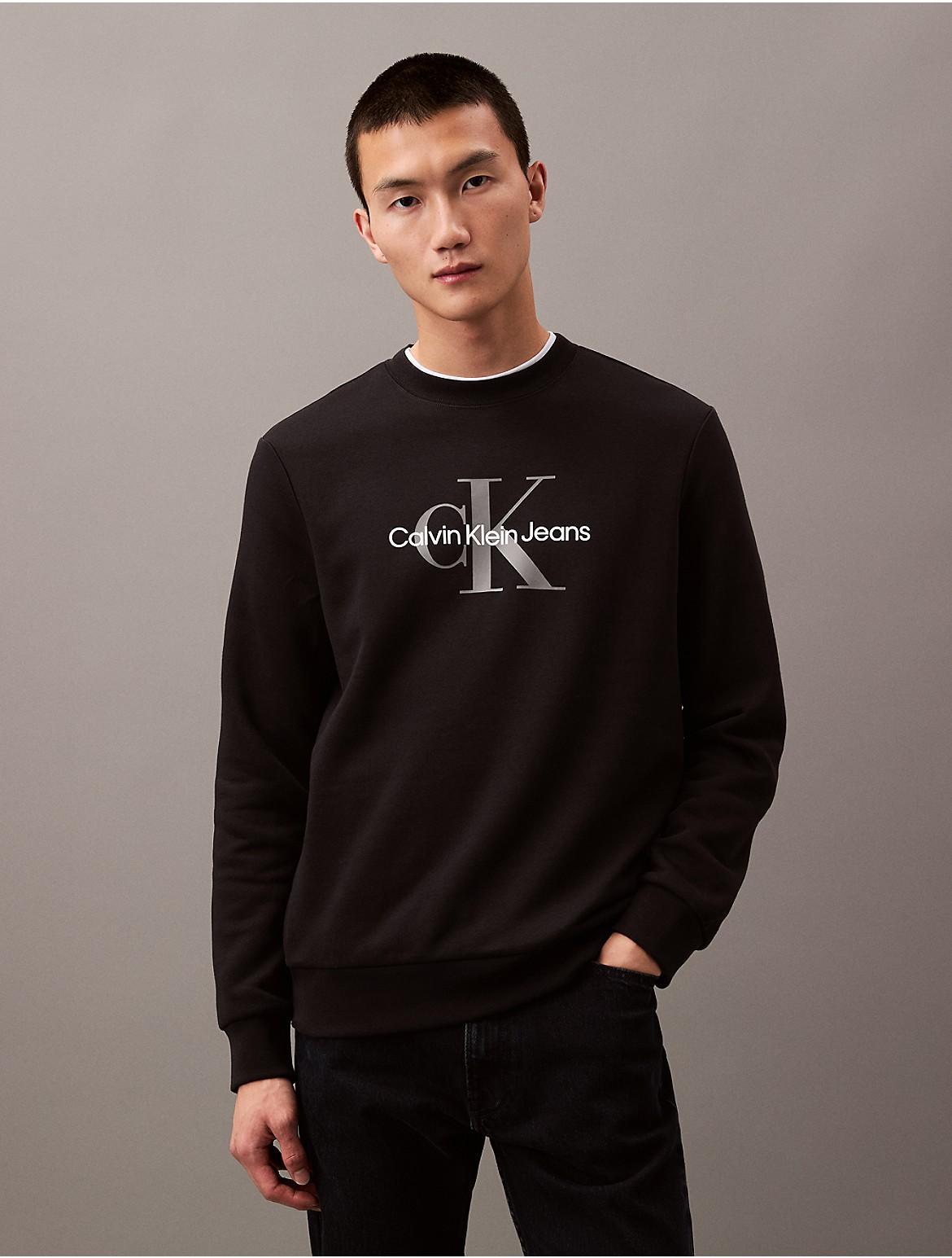 Calvin Klein Mens Monologo Fleece Crewneck Sweatshirt - Grey Product Image