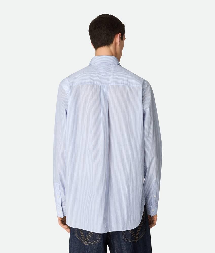 Men's Stripe Cotton Poplin Shirt in White/blue Product Image