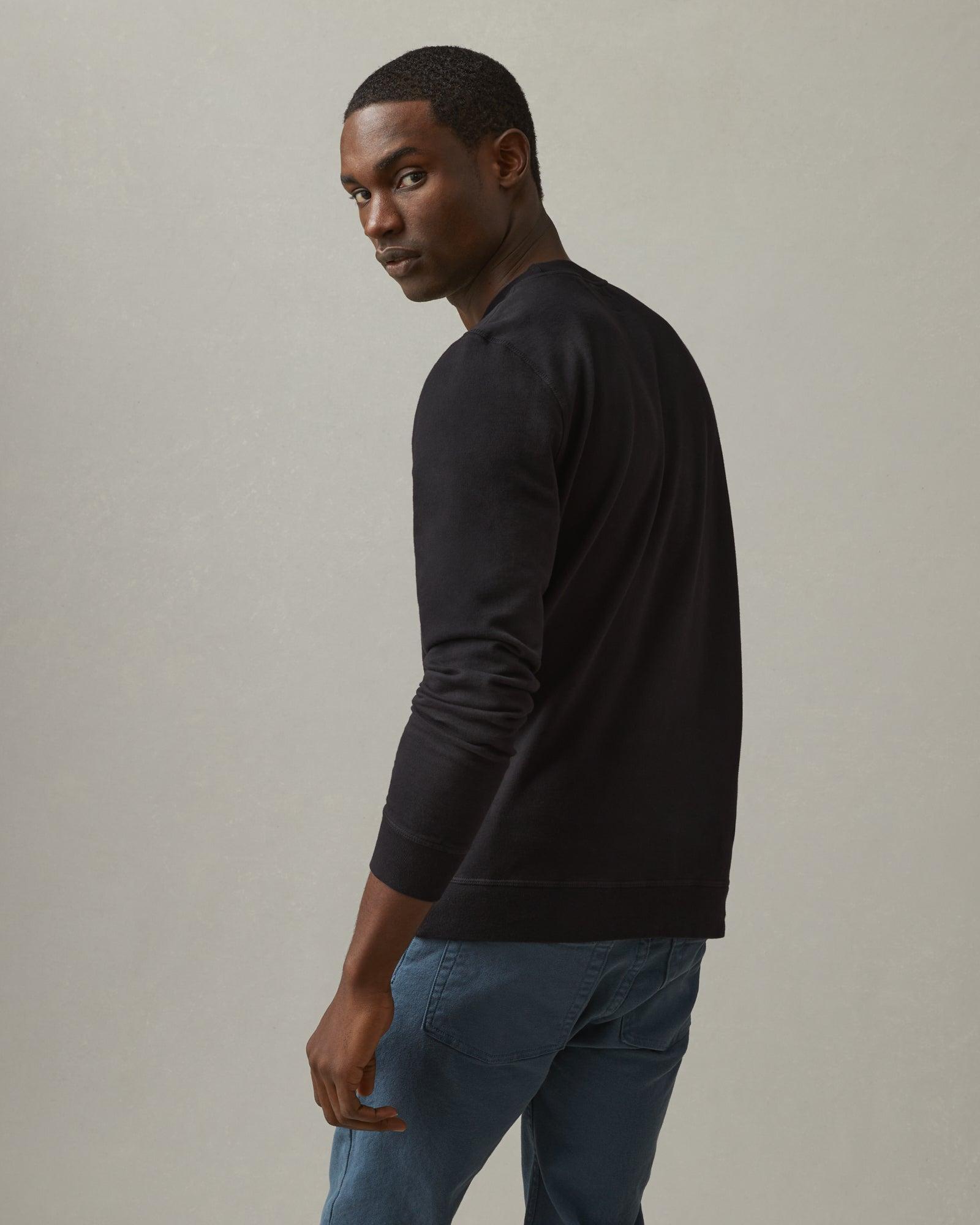 French Terry Crew Sweatshirt - Black Male Product Image