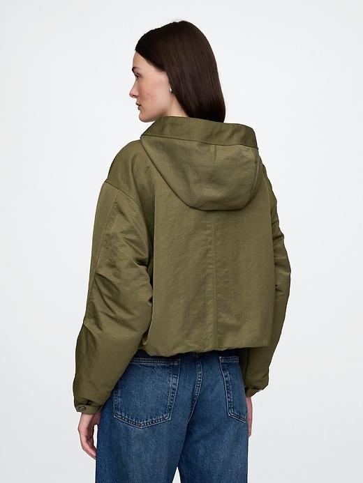 Hooded Nylon Cropped Jacket Product Image