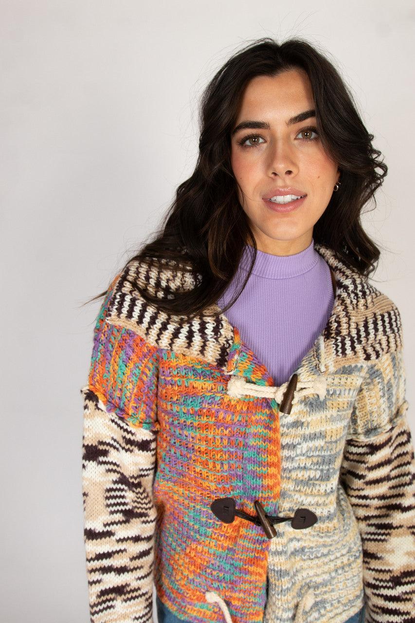 Multi Knit Space Dye Toggle Cardigan Product Image