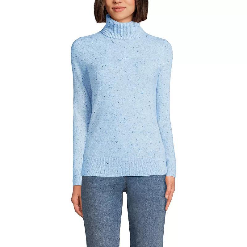 Petite Lands End Cashmere Turtleneck Sweater, Womens Radiant Blue Product Image