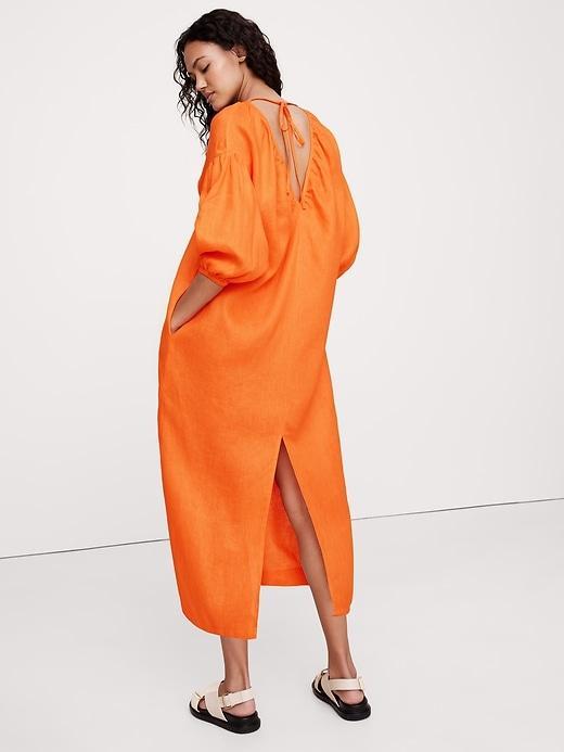 Linen V-Neck Maxi Dress Product Image