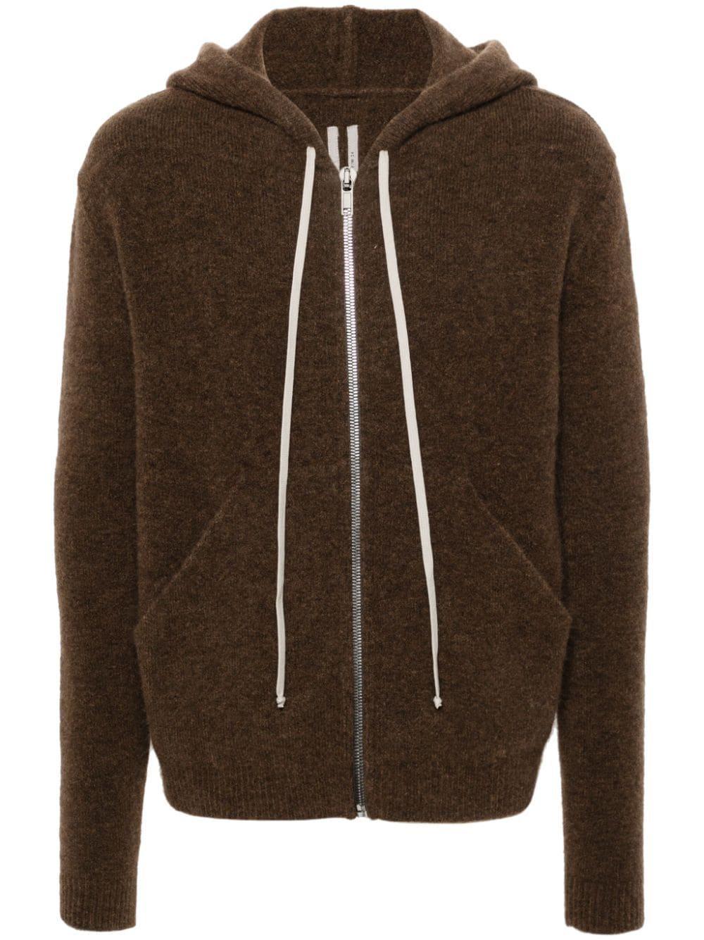 RICK OWENS Brown Zipped Hoodie Product Image