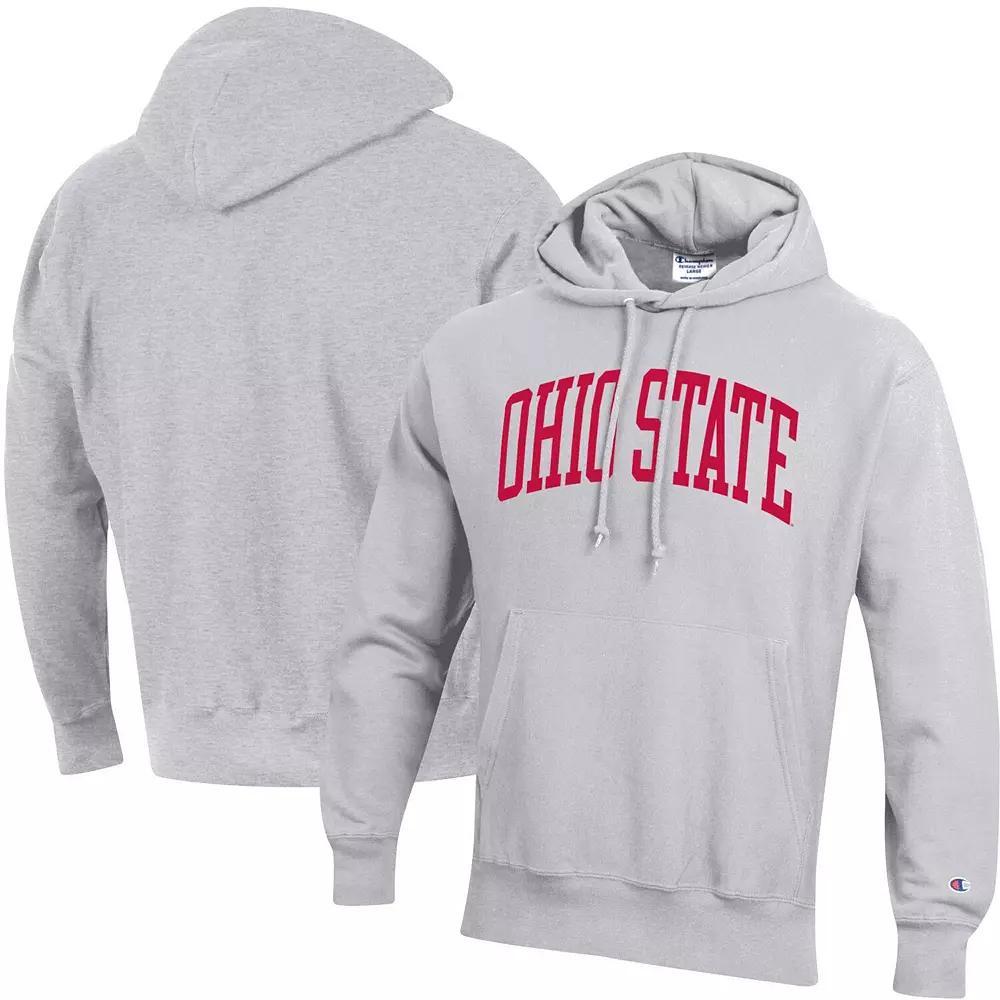 Men's Champion Heathered Gray Ohio State Buckeyes Team Arch Reverse Weave Pullover Hoodie, Size: Medium, Grey Product Image