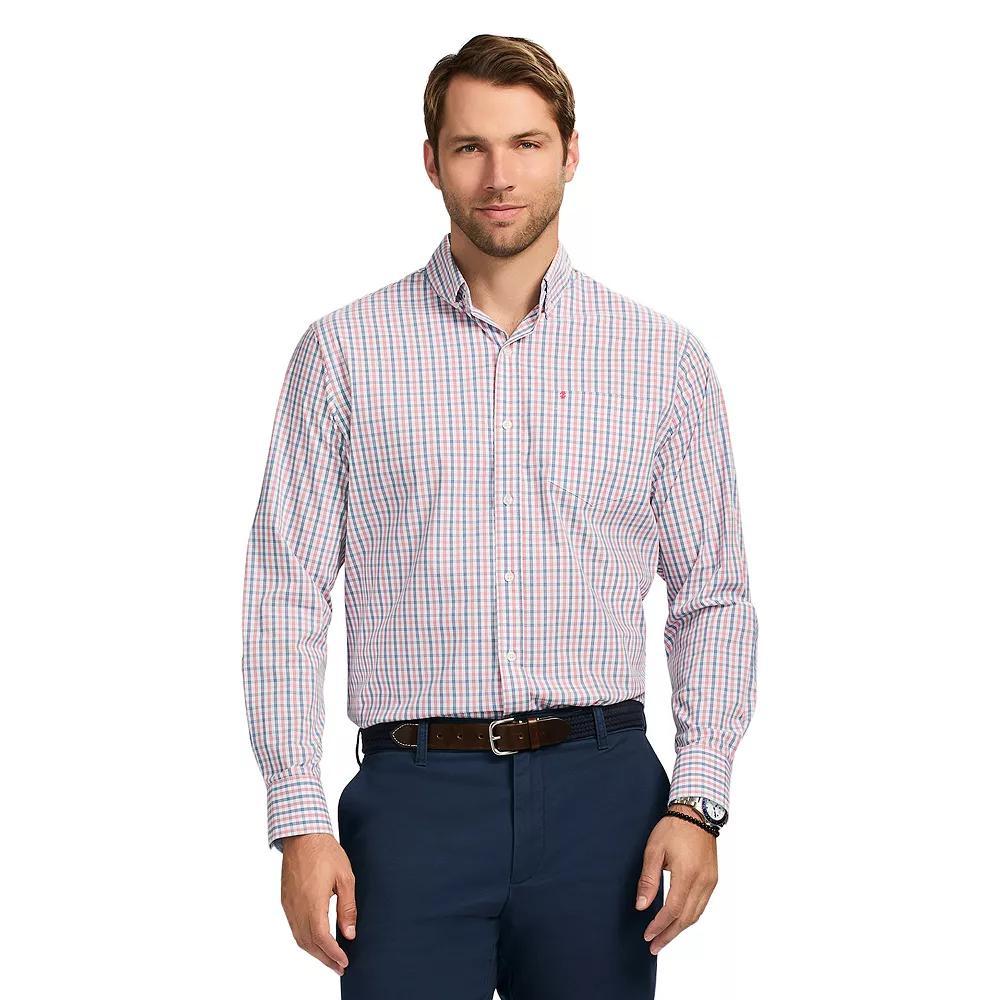 Men's IZOD Performance Comfort Long Sleeve Button Down Woven Shirt, Size: XXL, Holly Pink Product Image