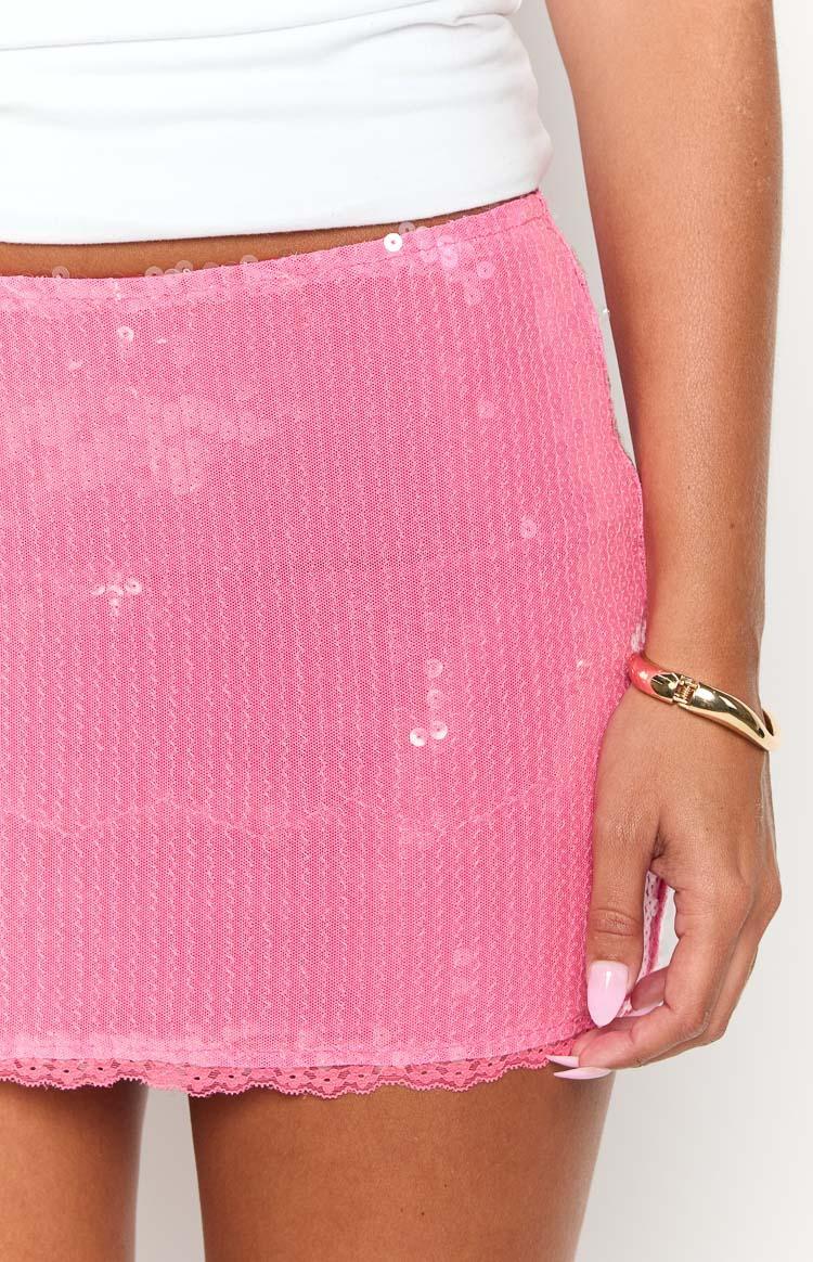 Vivi Pink Sequin Mini Skirt Product Image